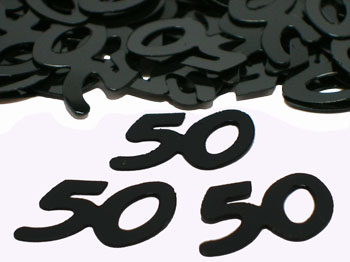 Black 50th Birthday Confetti, Metallic